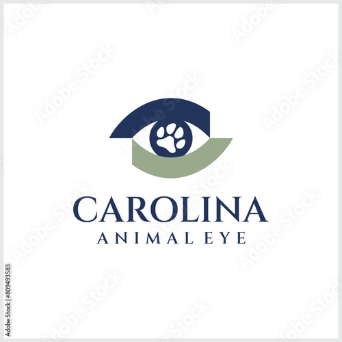 animal eye care health logo design. good use for clinic or veterinary eye doctor symbol