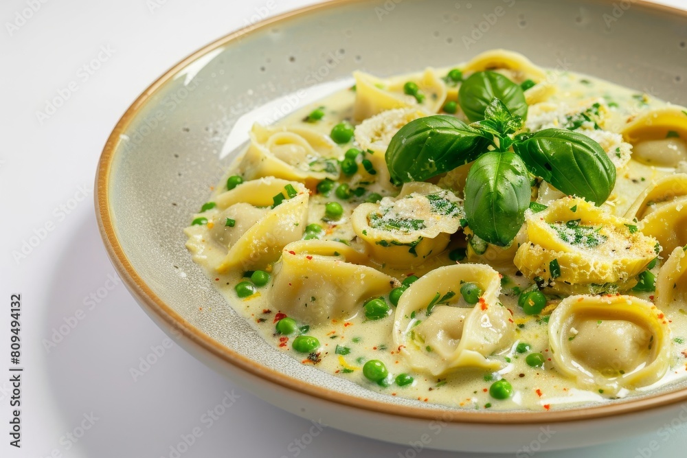 Agnolotti With Creamy Artichoke Sauce and Peas