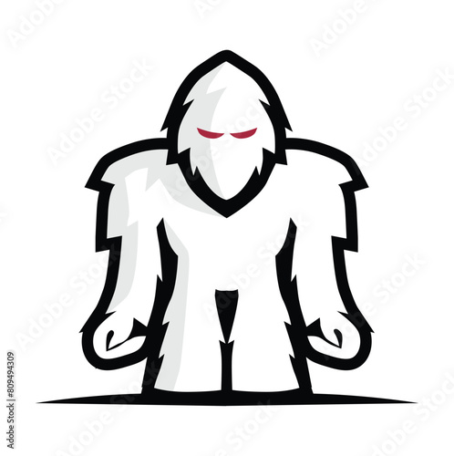 Vector flat illustration mascot yetti big foot isolated on white background photo