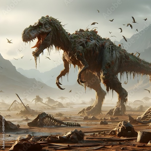 tyrannosaurus rex dinosaur 3d render Generative Ai