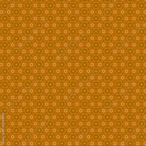 Cute simple modest rustical pattern White and green polka dots on yellow brown background
