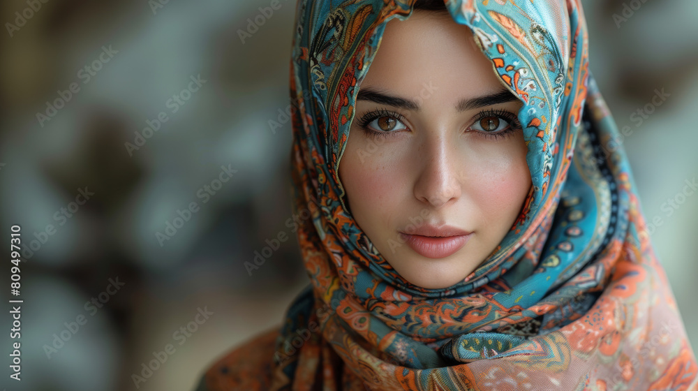 Beautiful arab middle eastern woman with traditional abaya