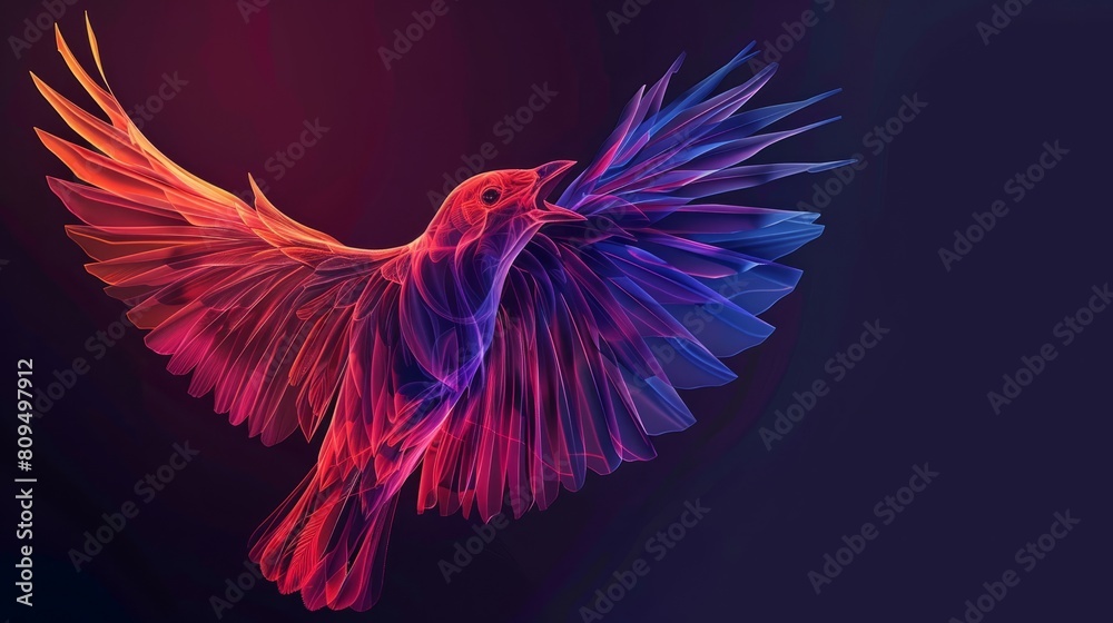Obraz premium Flying wings bird logo abstract design generative ai. hyper realistic