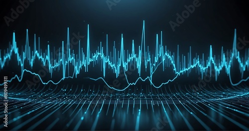 Music abstract background blue. Equalizer for music, showing sound waves with music waves, music background equalizer vector concept. photo