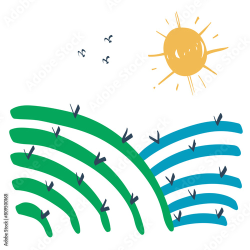 rice fields icon illustration