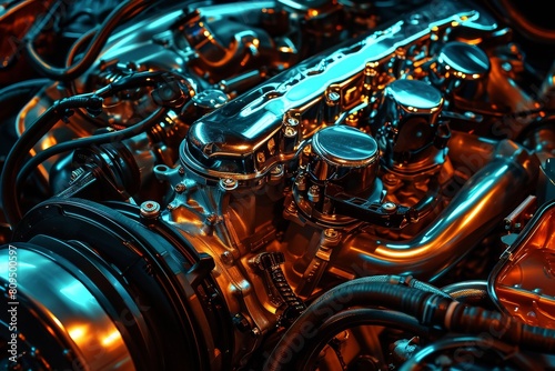 Car Engine glowing light Background concept, Abstract Car Repair or Restoration, AI-generated