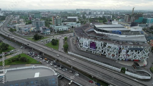 Kuching, Malaysia - May 9 2024: Aerial View of Galacity, Emporium and Saradise Commercial Centres photo