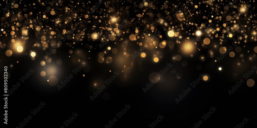 Golden glitter bokeh on black background. Holiday and celebration concept. Golden glitter bokeh on black background. Holiday and celebration concept.