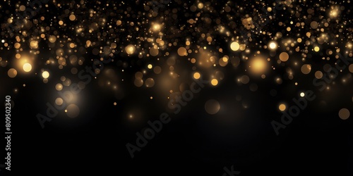 Golden glitter bokeh on black background. Holiday and celebration concept. © Voilla