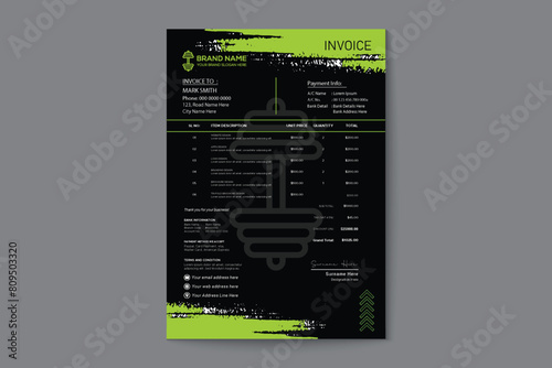 Fitness nutrition invoice template design