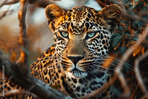 African leopard female pose in beautiful day light  African leopard face  AI-generated