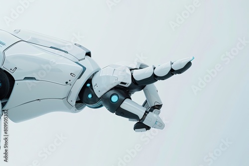 A robot hand pointing to the right