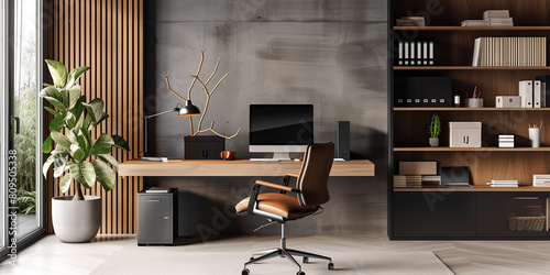 Minimalist Home Office: Design a minimalist home office space with a streamlined desk, ergonomic chair, and ample storage to maximize productivity and minimize distractions.