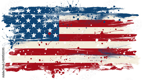 Grungy American Flag for Fourth of July Decorations isolated on a transparent background