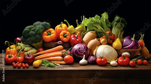 A Hyper-Detailed Image Showcasing a Selection of Fresh Vegetables  Nature s Bounty in Exquisite Detail