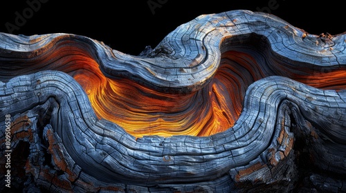 Intricate rock formation displaying colorful striations and textures photo