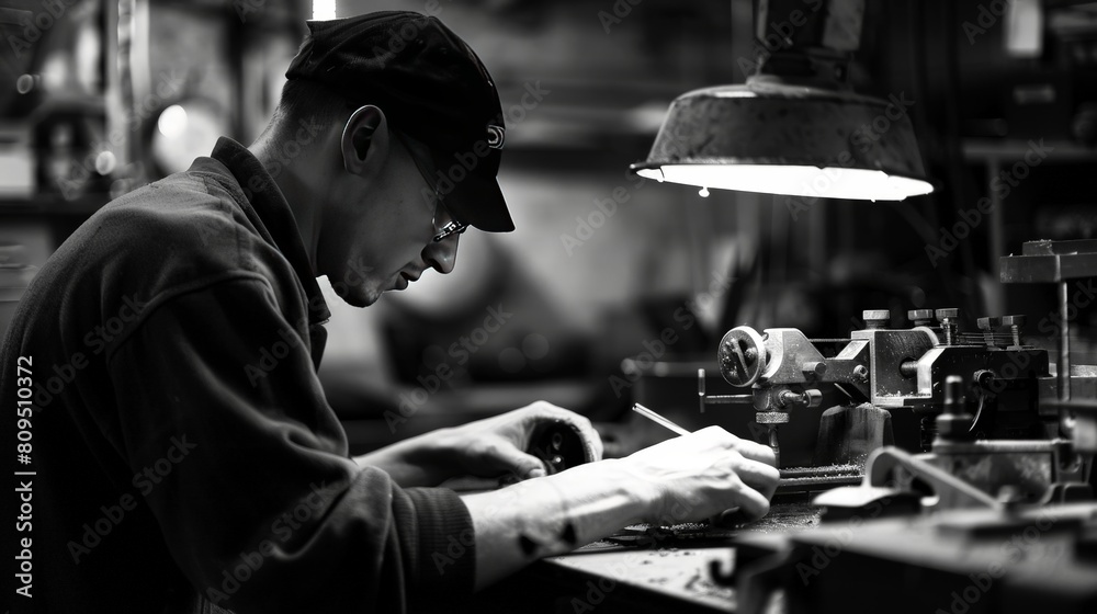 Craftsman at Work in Black and White