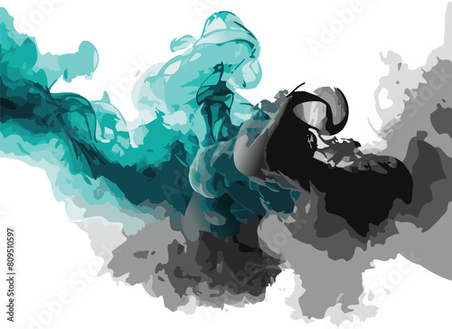 Dark abstract smoke texture isolated on white background