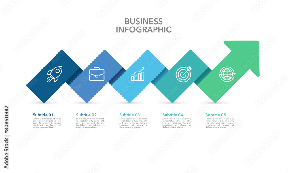 Business presentation growth arrow template. Infographic 5 steps or process to success. Vector illustration. Business presentation growth arrow template. Infographic 5 steps or process to success. Vector illustration.