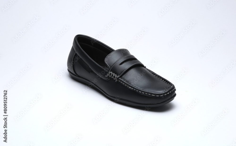 black leather loafers slip on shoes isolated black leather loafers slip on shoes isolated