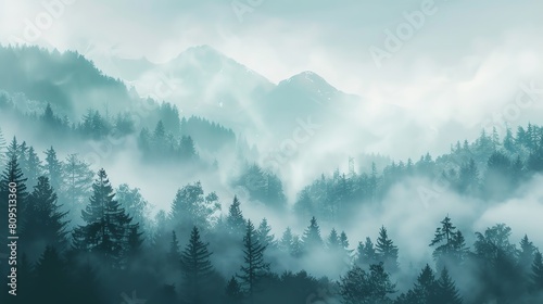 2D Flat illustation Landscape Concept of a Majestic Mountain Range  with Copy Space for Outdoor Adventures  Photographed by a Professional Camera