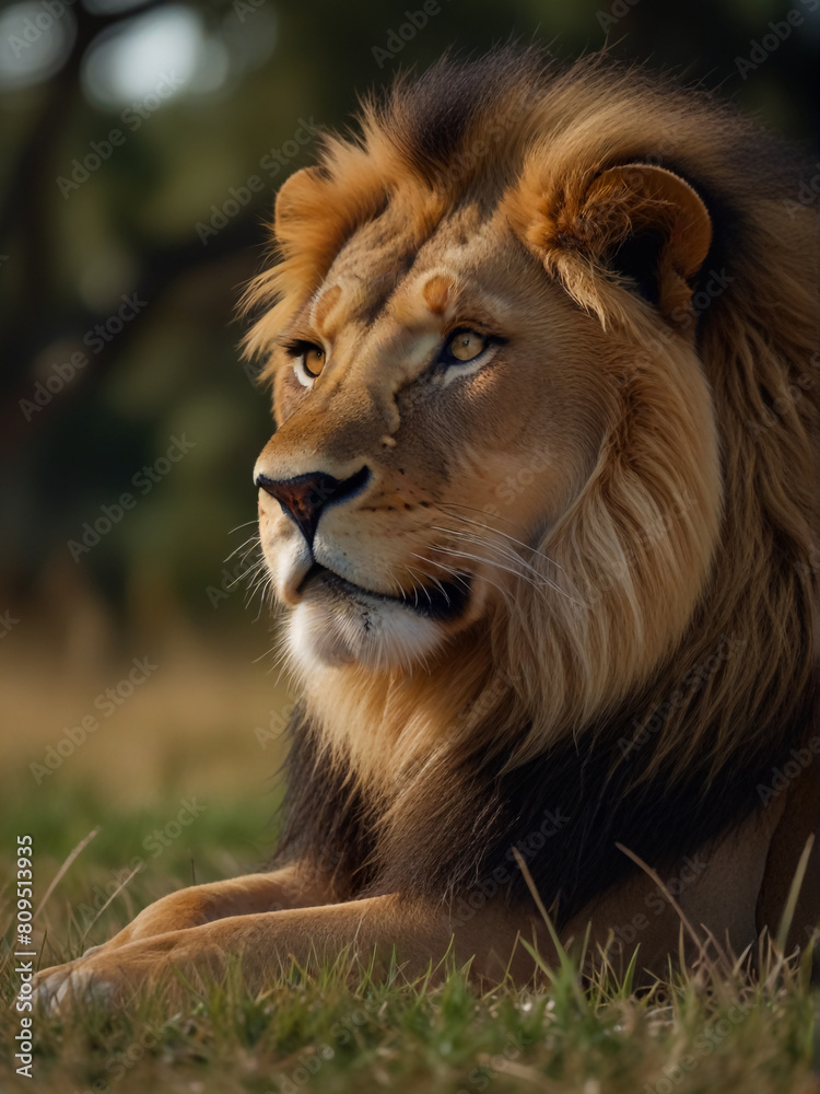 Fototapeta premium Closeup photo of a lion