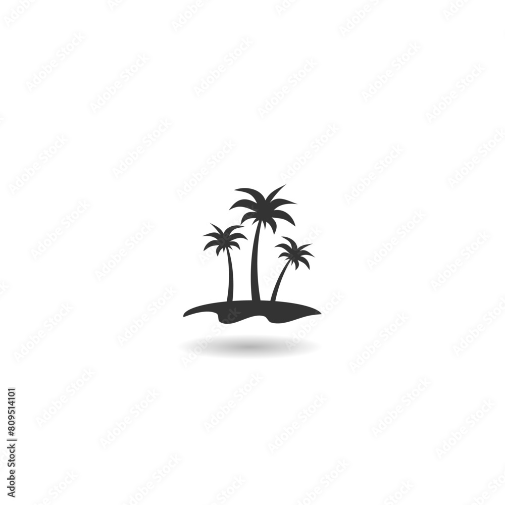 Palm trees on the beach icon with shadow Palm trees on the beach icon with shadow