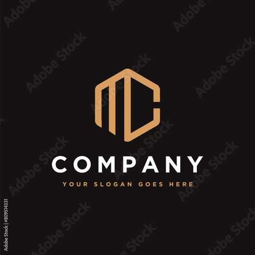 Initial letter logo M and C, MC monogram logo icon on dark background