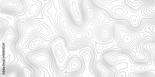 Gray topographic line contour map background, geographic grid map. 