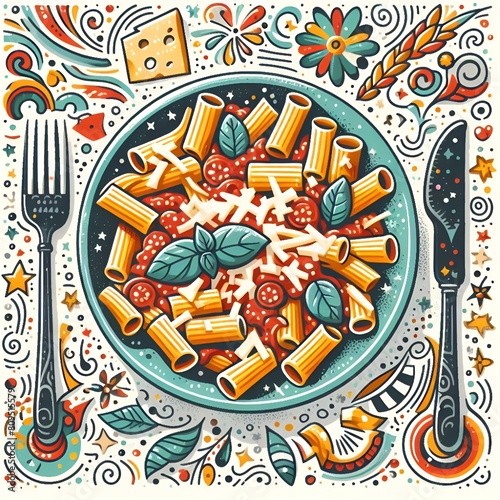 bolognese ragu pasta illustration
