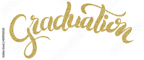 Graduation png illustration of beautiful lettering gold color sparkling, suitable for celebrations, greetings, brochures, promos, cards, post, etc