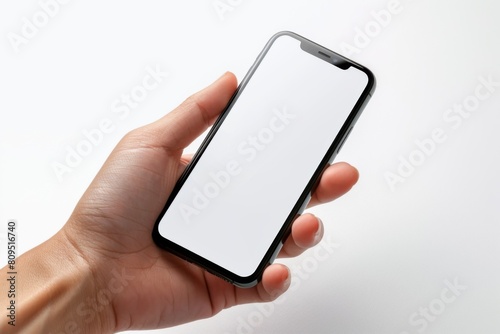 Blank Smartphone Mockup on Hand created with Generative AI