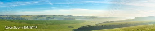 Panoramic view of Castle Hill with morning mist. Sussex region. United Kingdom © Pawel Pajor