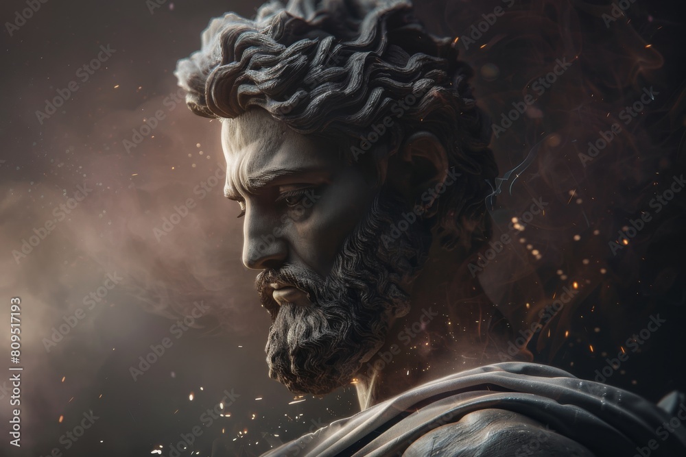 Abstract classic stoic ancient greek, roman sculpture. Portraying a ...