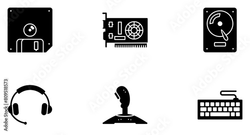 Computer Hardware Glyph Icon pictogram symbol visual illustration Set