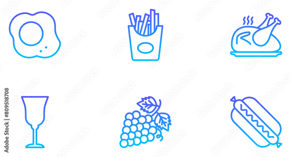 Food & Drinks, Line Gradient, Pictogram Symbol, Visual Illustration ...