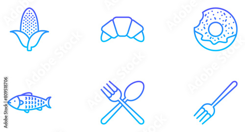 Food & Drinks, Line Gradient, Pictogram Symbol, Visual Illustration, Set, Restaurant Menu, Beverage Icons, Culinary Art, Cocktail Glasses, Culinary Design, Drink Silhouettes, Food Icons, Abstract Symb