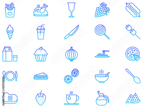 Food & Drinks, Line Gradient, Pictogram Symbol, Visual Illustration, Set, Restaurant Menu, Beverage Icons, Culinary Art, Cocktail Glasses, Culinary Design, Drink Silhouettes, Food Icons, Abstract Symb