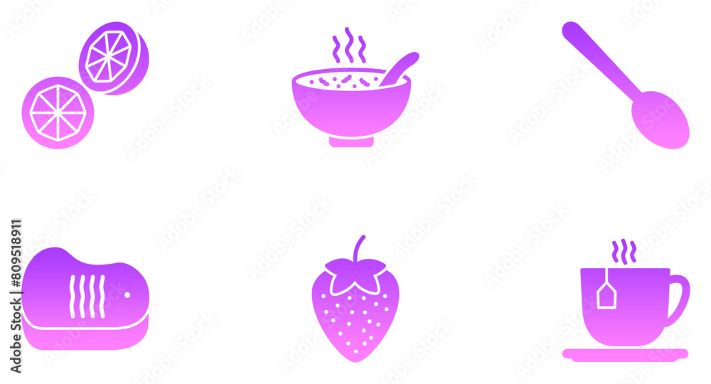 Food & Drinks Glyph Gradient Icon pictogram symbol visual illustration Set Food & Drinks Glyph Gradient Icon pictogram symbol visual illustration Set