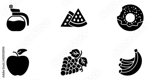Food & Drinks Glyph Icon pictogram symbol visual illustration Set