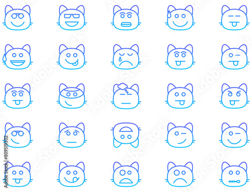 Cat Smiley  Icon Smiley Face Emoji pictogram symbol visual illustration Set