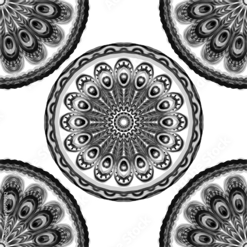 circles mandala seamless abstract pattern background fabric fashion design print wrapping paper digital illustration art texture textile wallpaper apparel image  photo