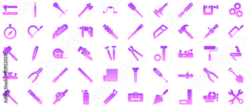 
Hand Tools Glyph Gradient Icon pictogram symbol visual illustration Set
