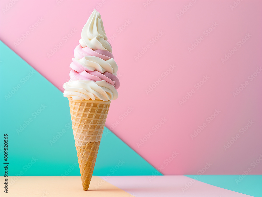 Erfrischendes Eis auf bunten Hintergrund. Eiscreme frisch und lecker. Erfrischendes Eis auf bunten Hintergrund. Eiscreme frisch und lecker.