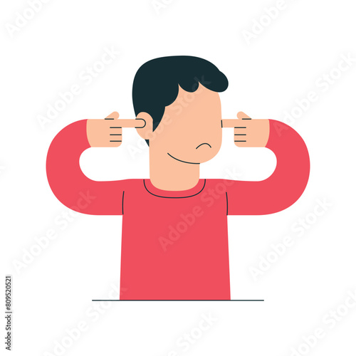 No and makes stop gesture, forbids something and expresses disagreement, Body language No means no concept illustration