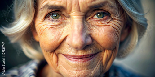 Senior Woman with Gentle Smile and Sparkling Eyes