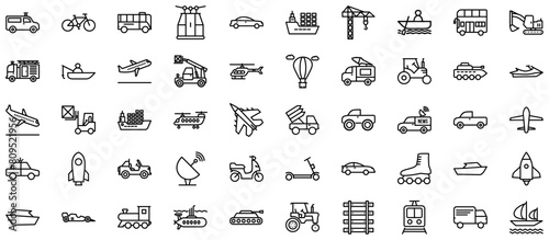 Transportation line icon pictogram symbol visual illustration Set
