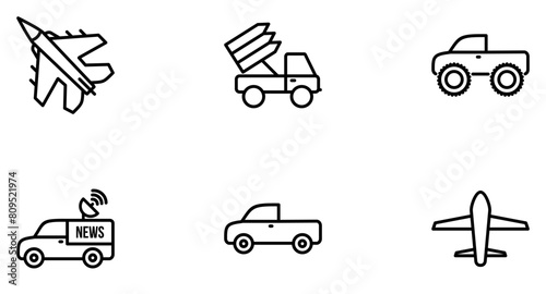 Transportation line icon pictogram symbol visual illustration Set