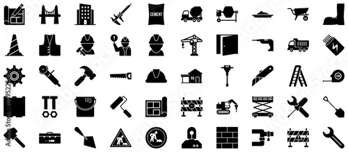 Construction Glyph Icon pictogram symbol visual illustration Set
