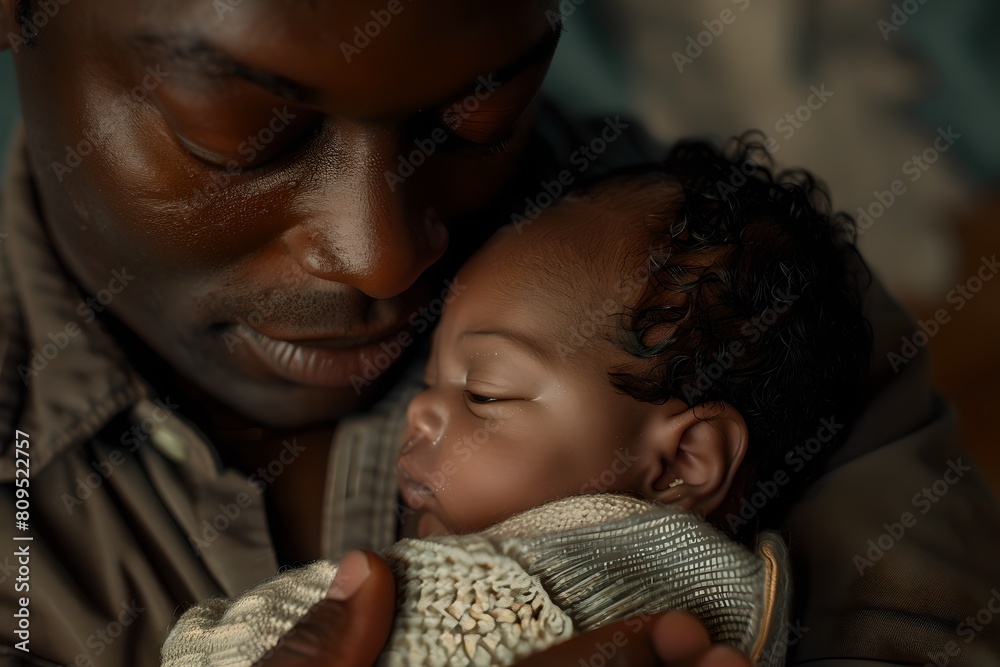 Tender Moment Between Father and Baby in Warm Light. Emotive and Soft Portrait. Family, Love and Care Conceptualized. Intimate Home Scene. Generative AI Tender Moment Between Father and Baby in Warm Light. Emotive and Soft Portrait. Family, Love and Care Conceptualized. Intimate Home Scene. Generative AI